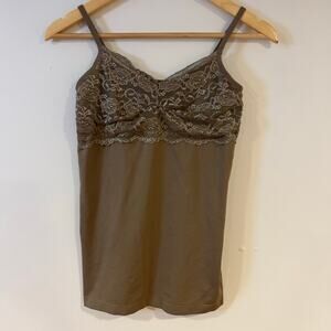 EXPRESSIONS LINGERIE Sz 14/16 Tan Cami Lace Y2K Babydoll Coquette Women’s